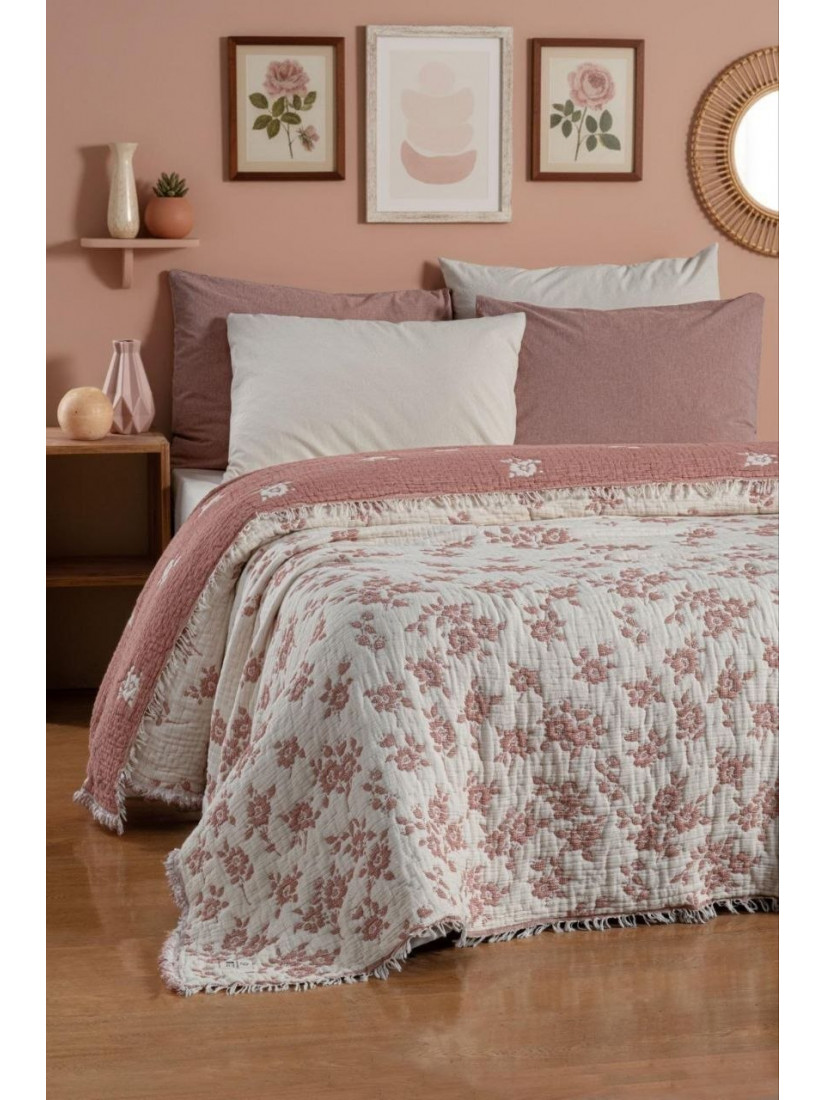 Муслиновое покрывало Şikel Home Diabella Пудра 240×260 см (100% хлопок)